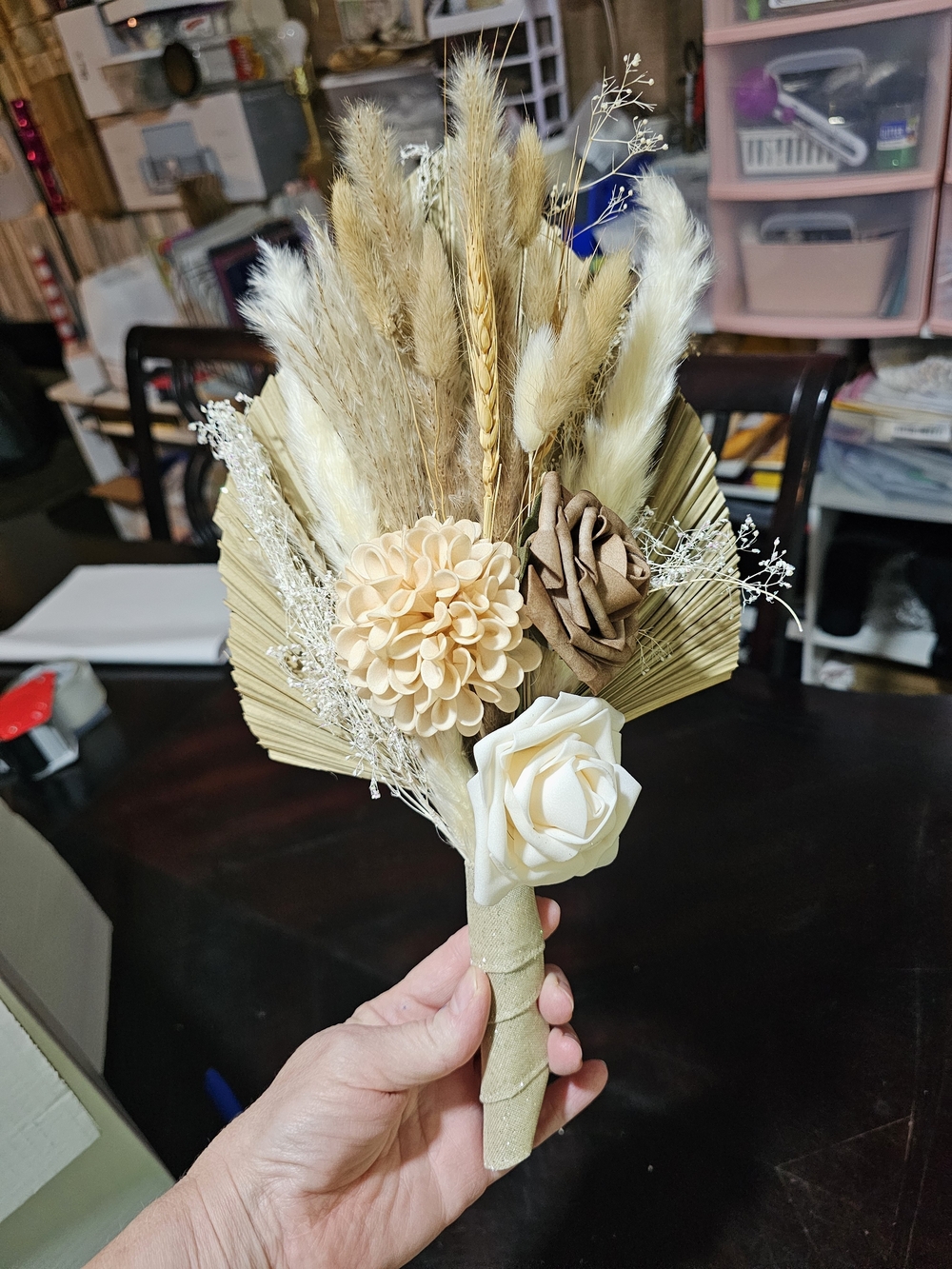 Boho Neutral Dried Floral Bridesmaid Bouquet 6